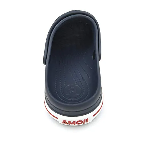 Amoji Men's Garden Clogs Women's Garden Shoes Crock Water Beach Clogs Gardening Yard Plastic Rubber Comfortable Fashion Sandals Sneakers Slip On Adult Male Female CL1820 Navy Size 12 Women/10 Men