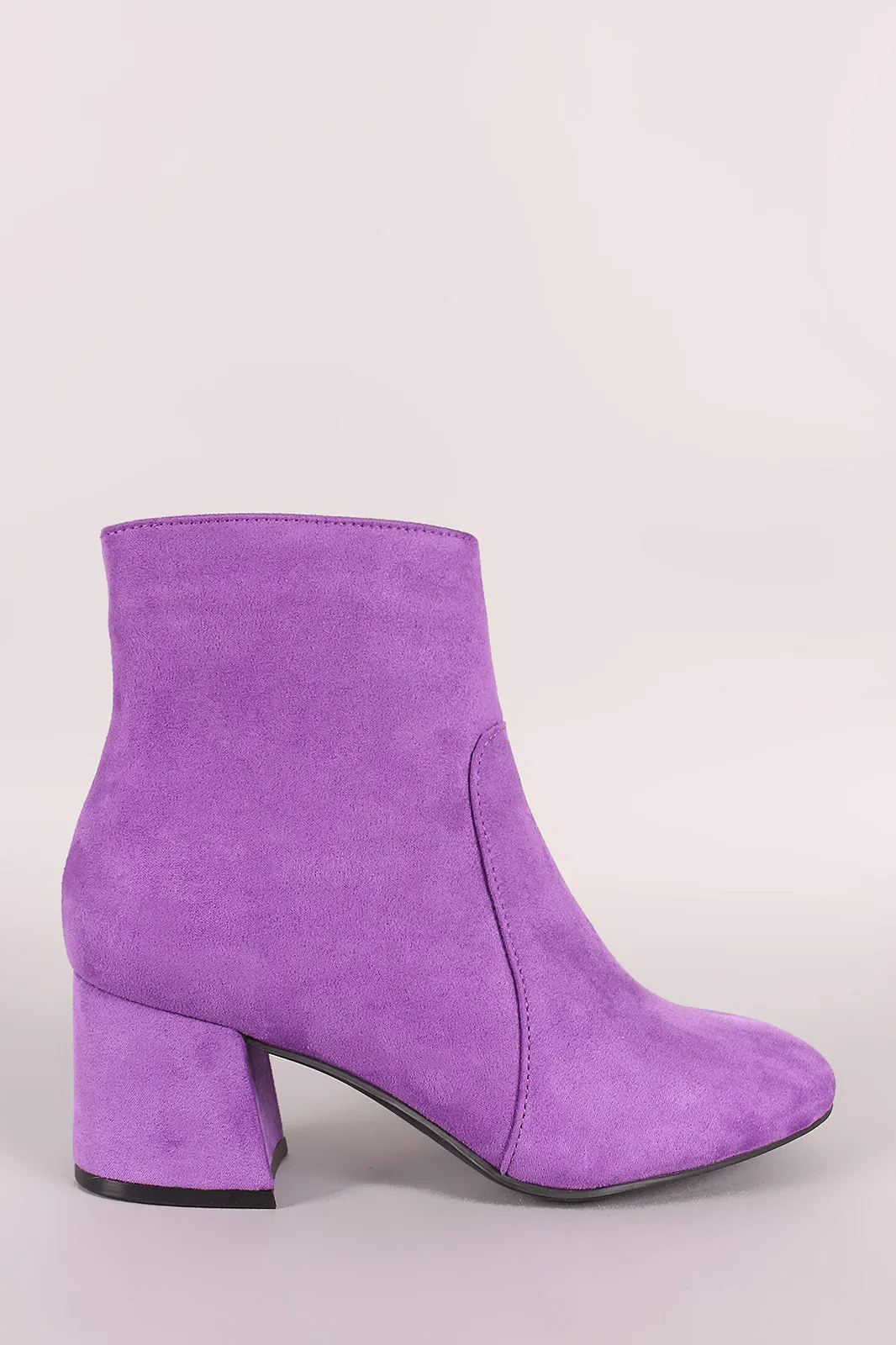 Bamboo Suede Block Heeled Ankle Boots