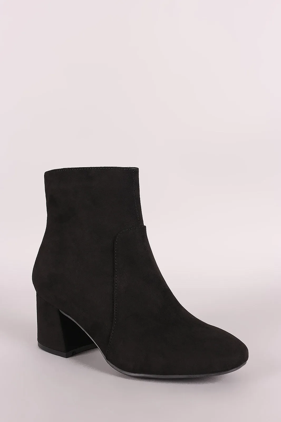 Bamboo Suede Block Heeled Ankle Boots
