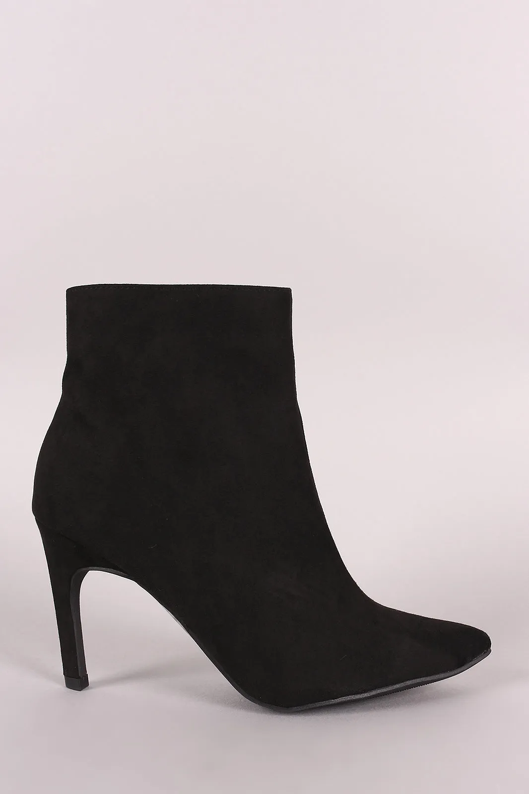 Bamboo Suede Pointy Toe Kitten Heeled Booties