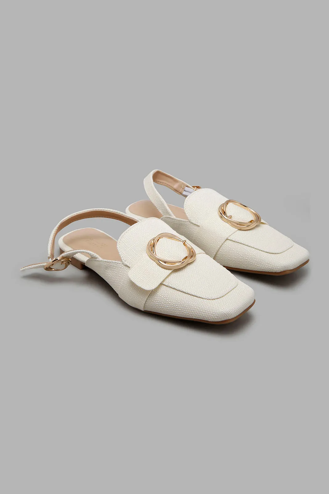 Beige Slingback Loafer With Trim