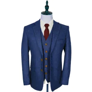 Blinder Blue Estate Herringbone Tweed 3 Piece Suit CUSTOM