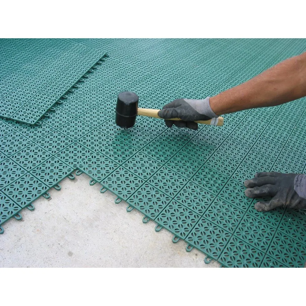 Blue Regenerated 22 in. x 22 in. Polypropylene Interlocking Floor Mat System (Set of 12 Tiles)