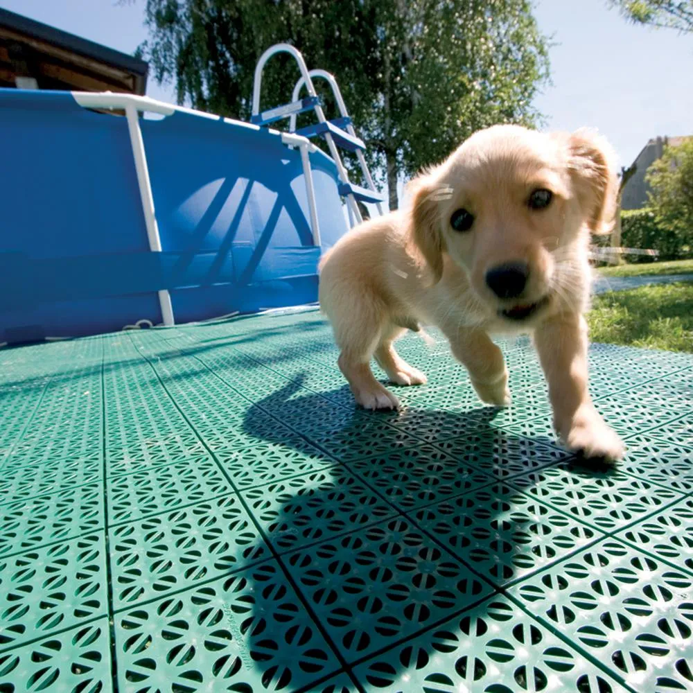 Brown Regenerated 22 in. x 22 in. Polypropylene Interlocking Floor Mat System (Set of 12 Tiles)