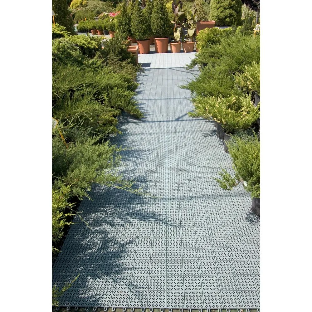 Brown Regenerated 22 in. x 22 in. Polypropylene Interlocking Floor Mat System (Set of 12 Tiles)