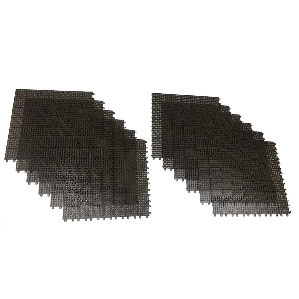 Brown Regenerated 22 in. x 22 in. Polypropylene Interlocking Floor Mat System (Set of 12 Tiles)
