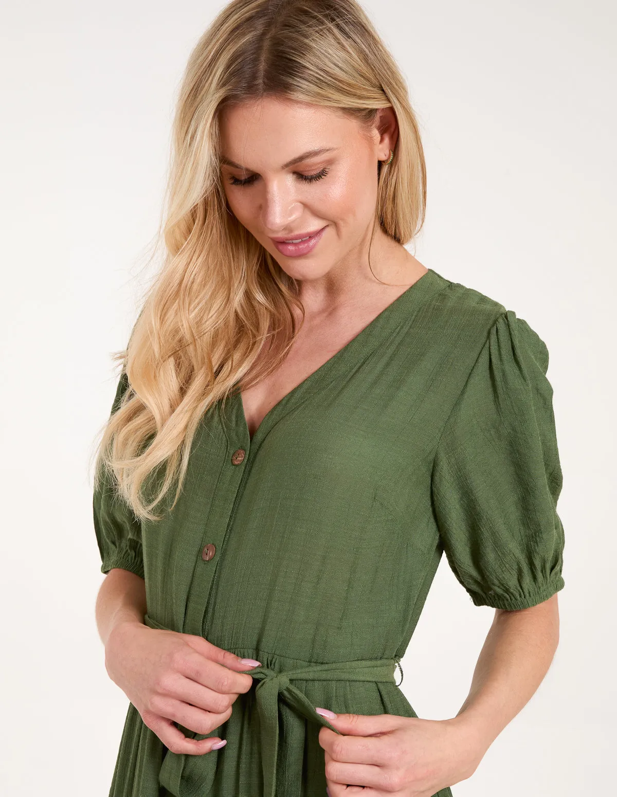 Button Through Tie Maxi Dress