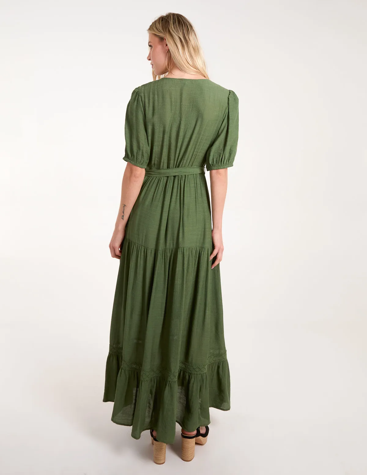 Button Through Tie Maxi Dress
