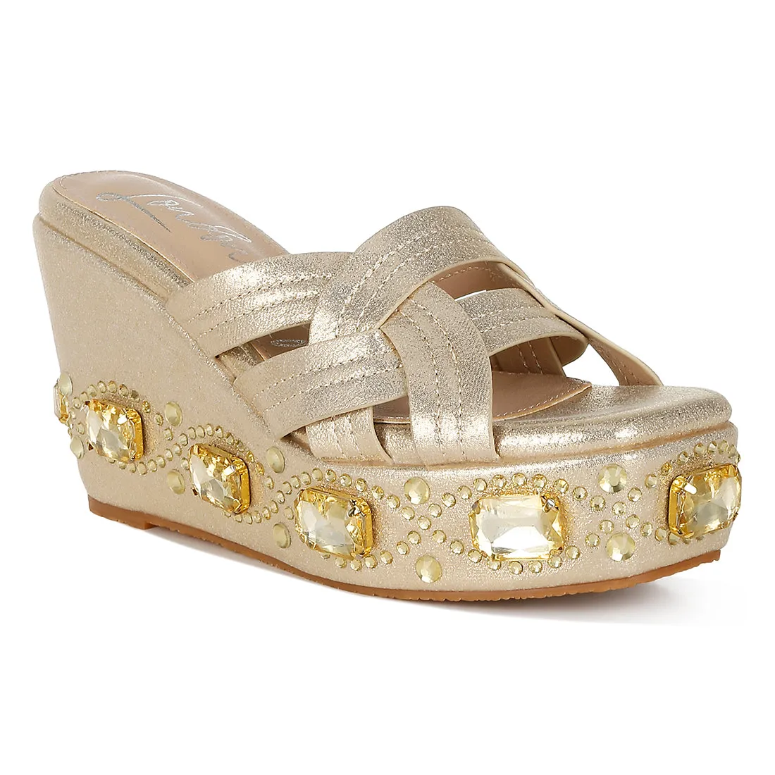 Chunky Diamante & Rhinestone Cut-Out Sandals