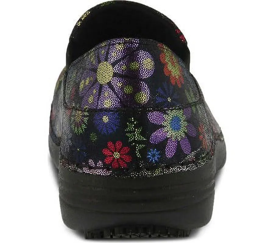Clearance Spring Step Black Flower Power Manila Shoes