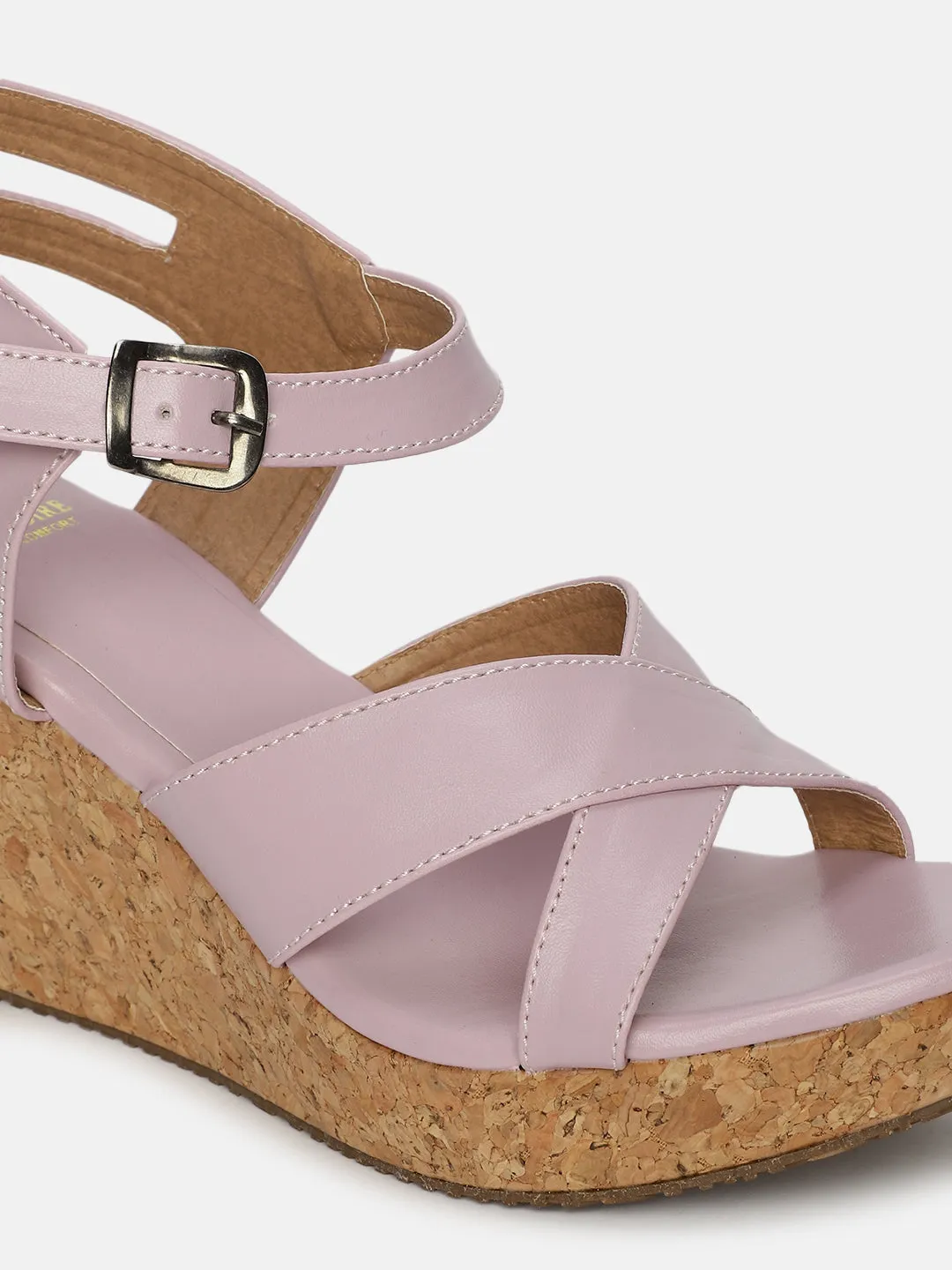 Cross Strap Open Toe Wedge Heels