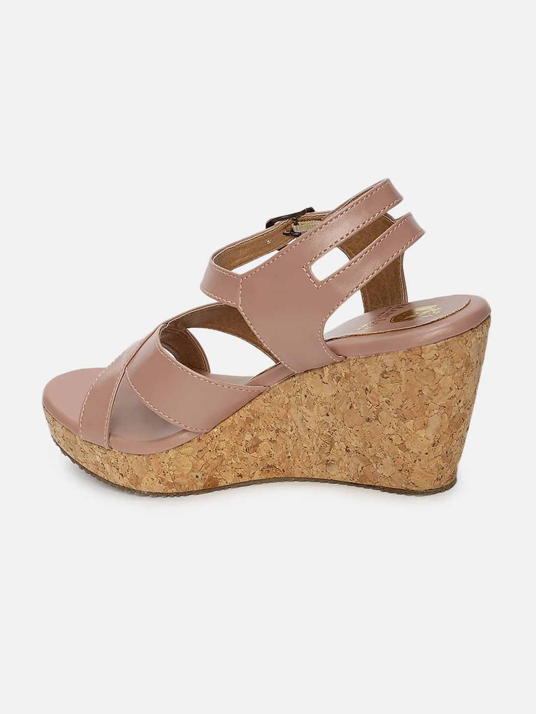 Cross Strap Open Toe Wedge Heels