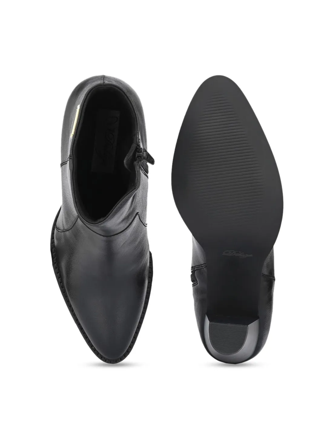 Delize Black Party Block Heeled Boots