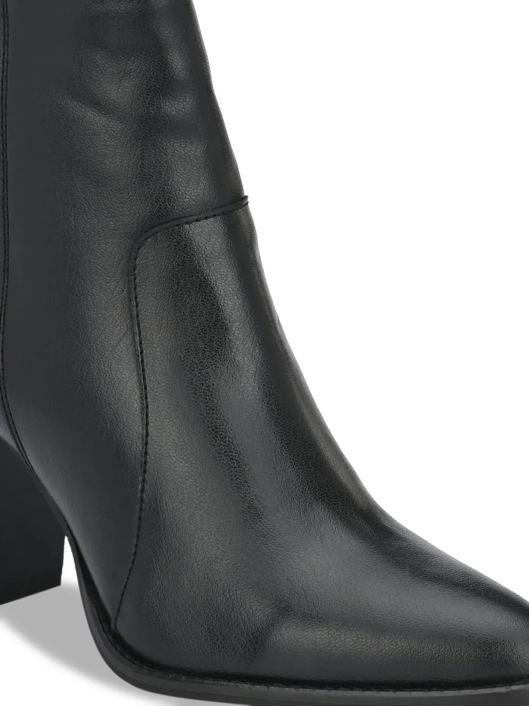 Delize Black Party Block Heeled Boots