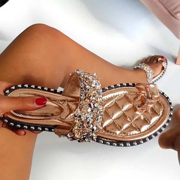 Embellished Open Toe Slippers