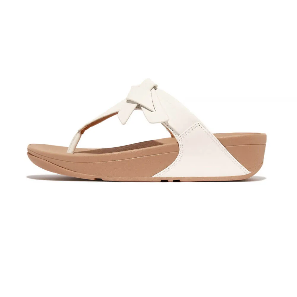 Fitflop Lulu Folded-Knot Leather Toe-Post Sandals - Urban White