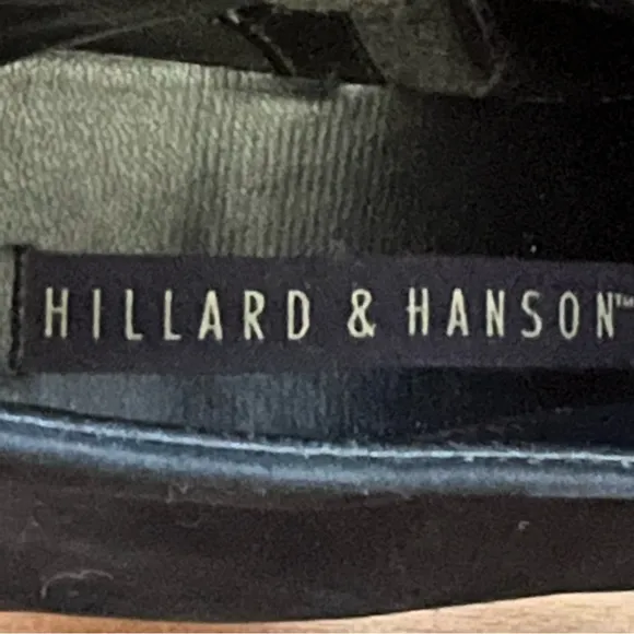 Hillard and Hanson Vintage Black Leather Block Ankle Heeled Boots