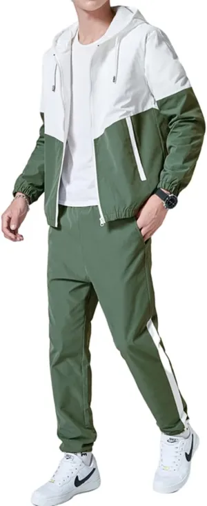 Men Retro Windbreaker Track Suit Track Jacket Track Pant Athletic Hip Hop Windproof Sweat Suit
