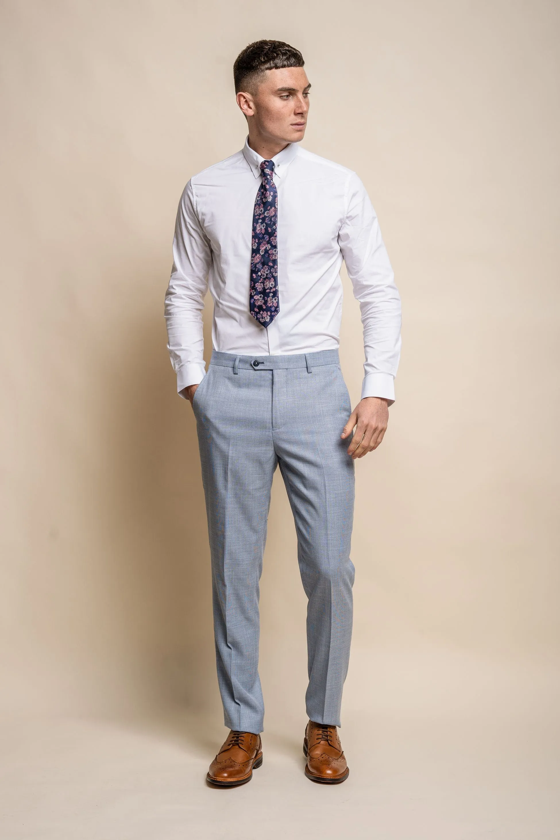 Men's Slim Fit Formal Trousers - MIAMI - Sky Blue