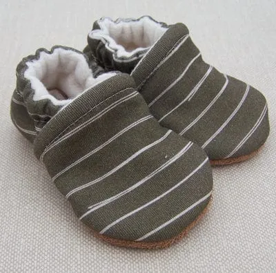 Olive Stripe Organic Slippers