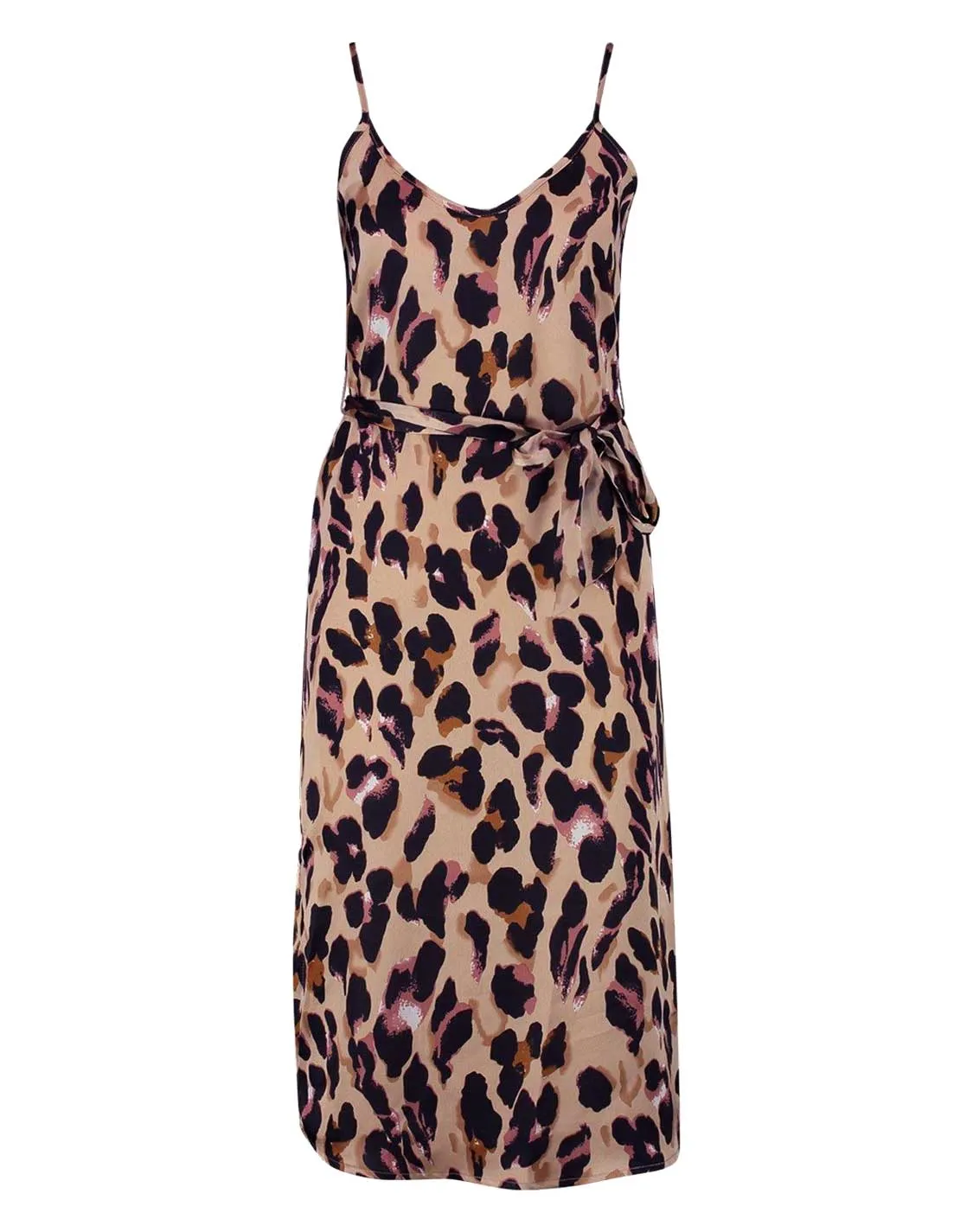 Petite Leopard Print Strappy Midi Dress