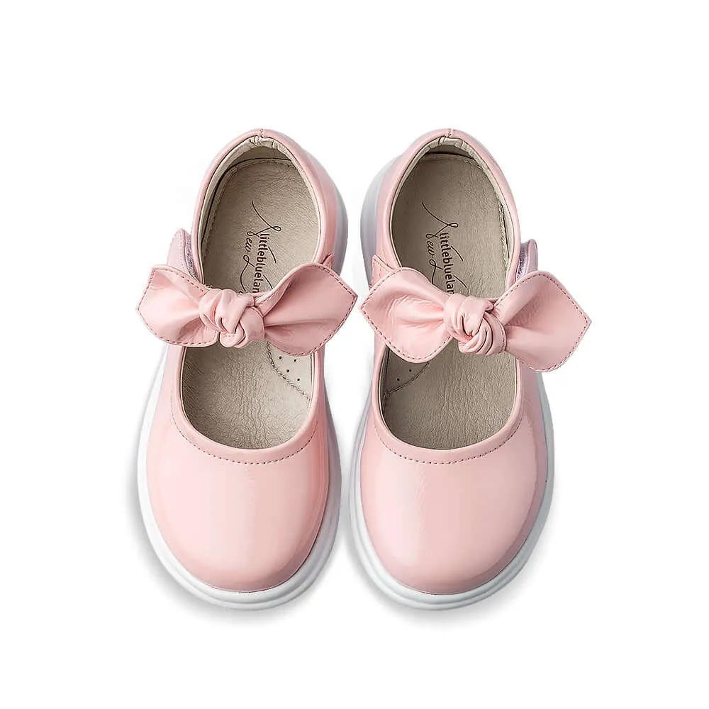 Pretty Bow Soft Sole Girls Leather School Shoes