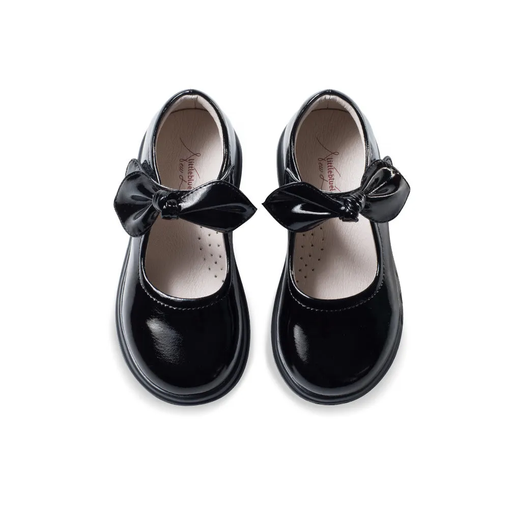 Pretty Bow Soft Sole Girls Leather School Shoes