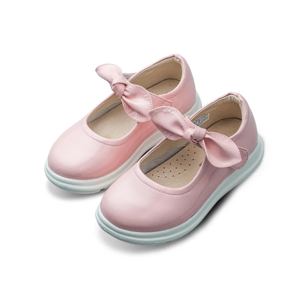 Pretty Bow Soft Sole Girls Leather School Shoes