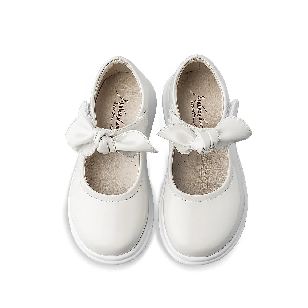 Pretty Bow Soft Sole Girls Leather School Shoes