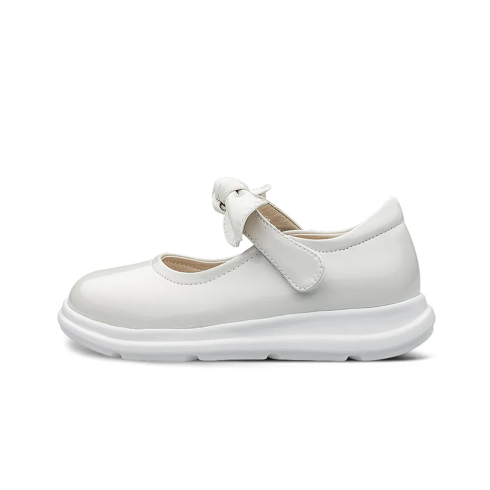 Pretty Bow Soft Sole Girls Leather School Shoes