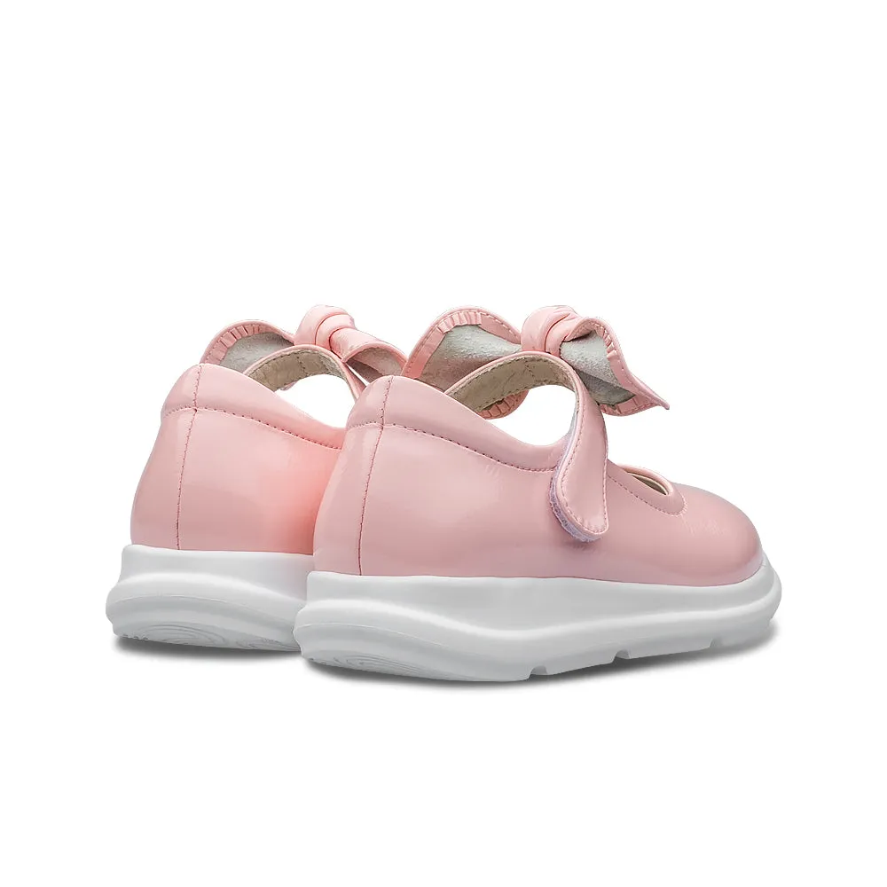 Pretty Bow Soft Sole Girls Leather School Shoes