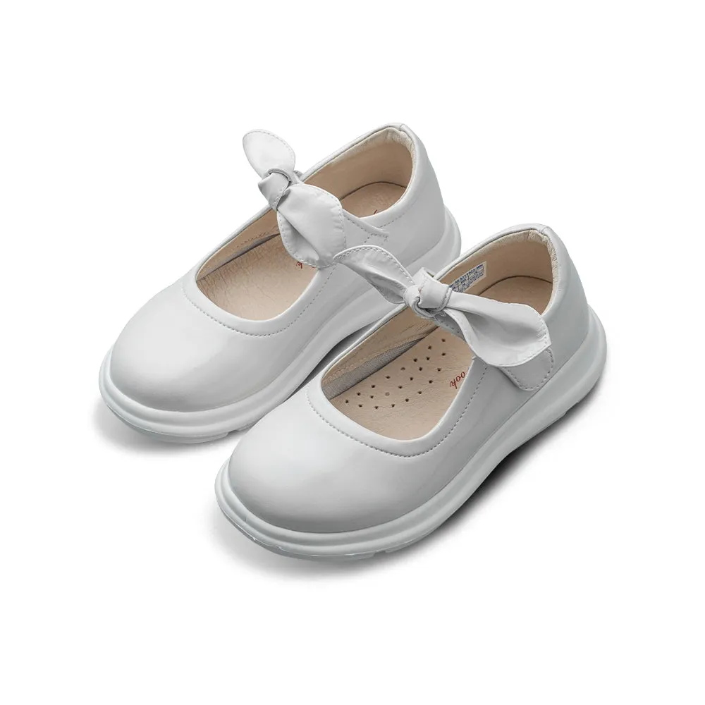 Pretty Bow Soft Sole Girls Leather School Shoes
