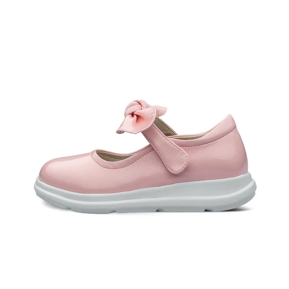 Pretty Bow Soft Sole Girls Leather School Shoes