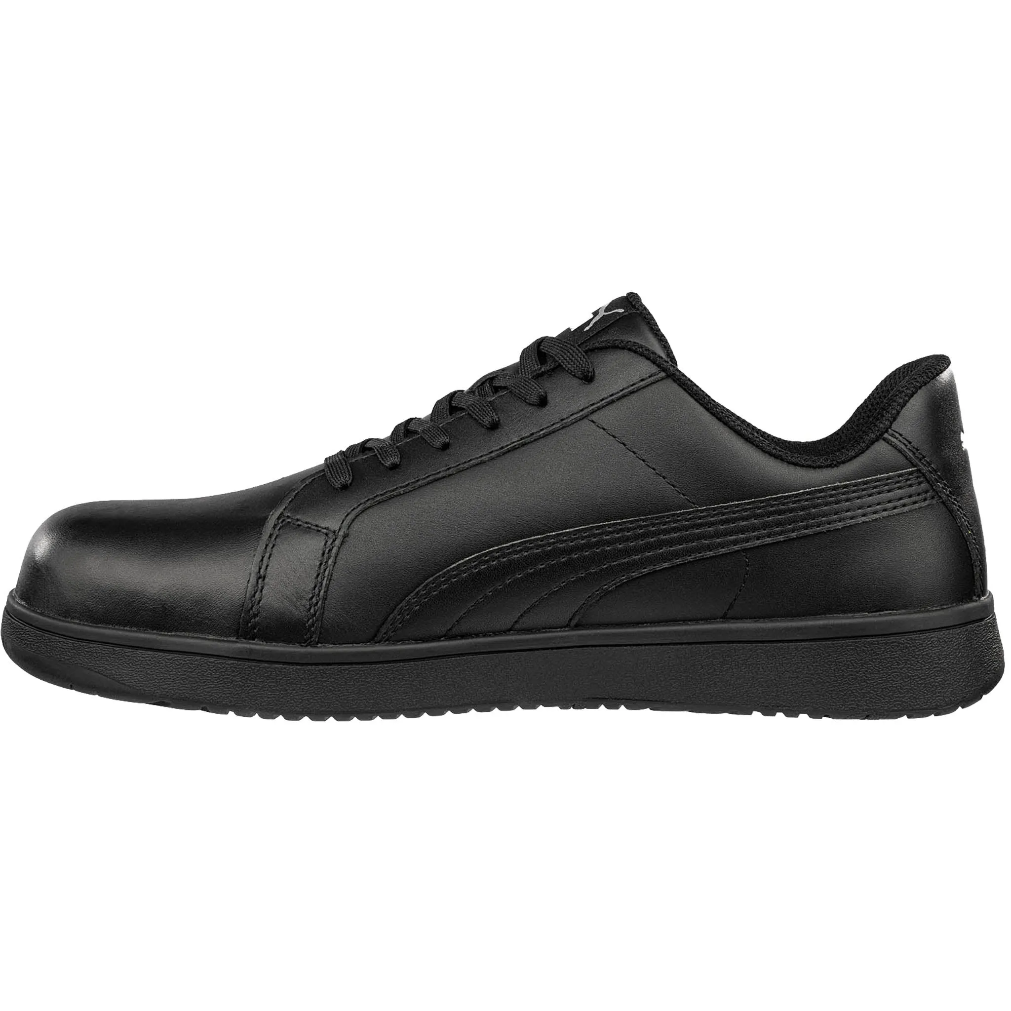 Puma Women's 640105 Iconic Leather Low Composite Safety Toe Metal Free Black Work Shoes