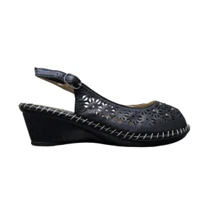 Softliters Black Leatherette Sandals (E357 - Black) Size UK 6 / EU 39 / US 8