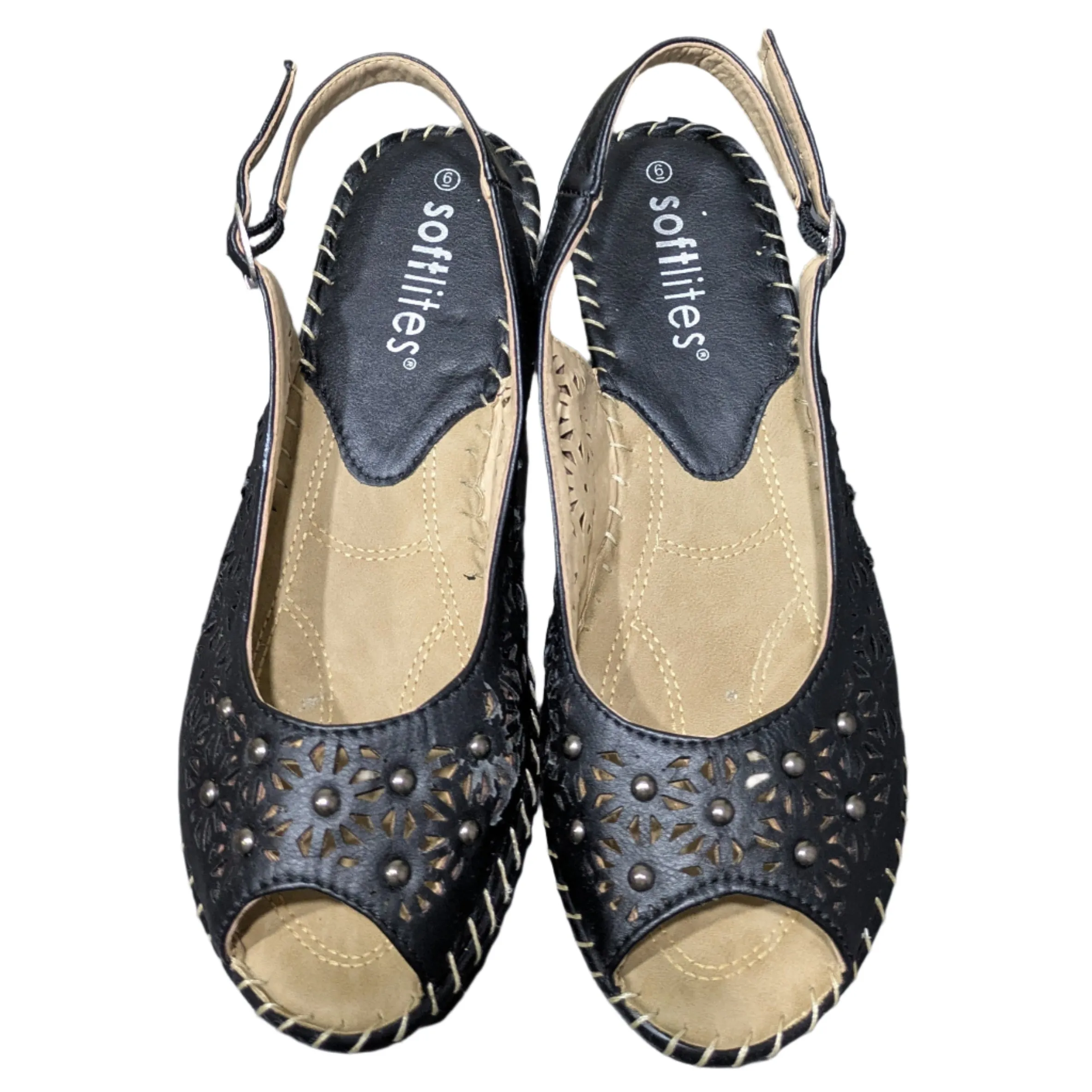 Softliters Black Leatherette Sandals (E357 - Black) Size UK 6 / EU 39 / US 8