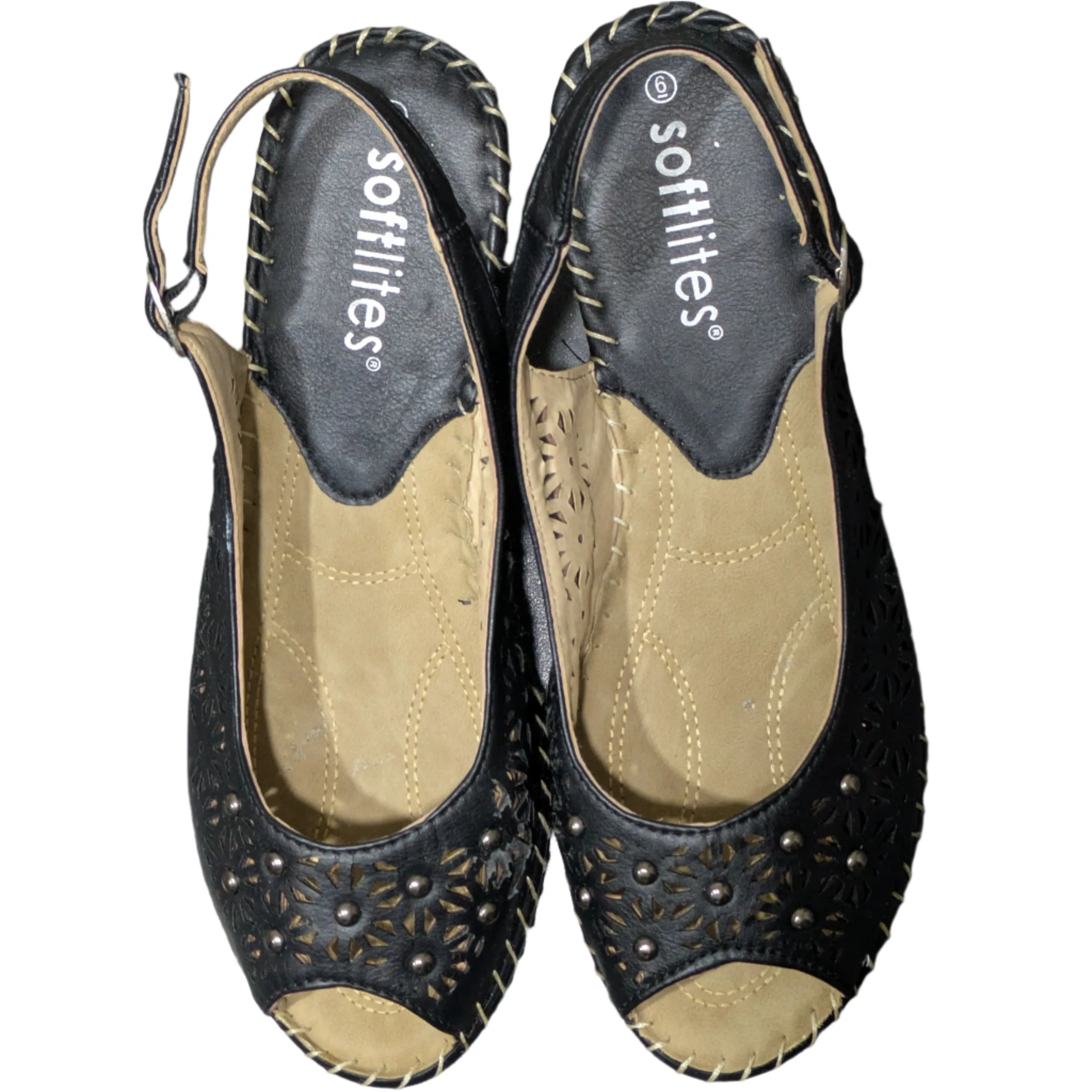 Softliters Black Leatherette Sandals (E357 - Black) Size UK 6 / EU 39 / US 8