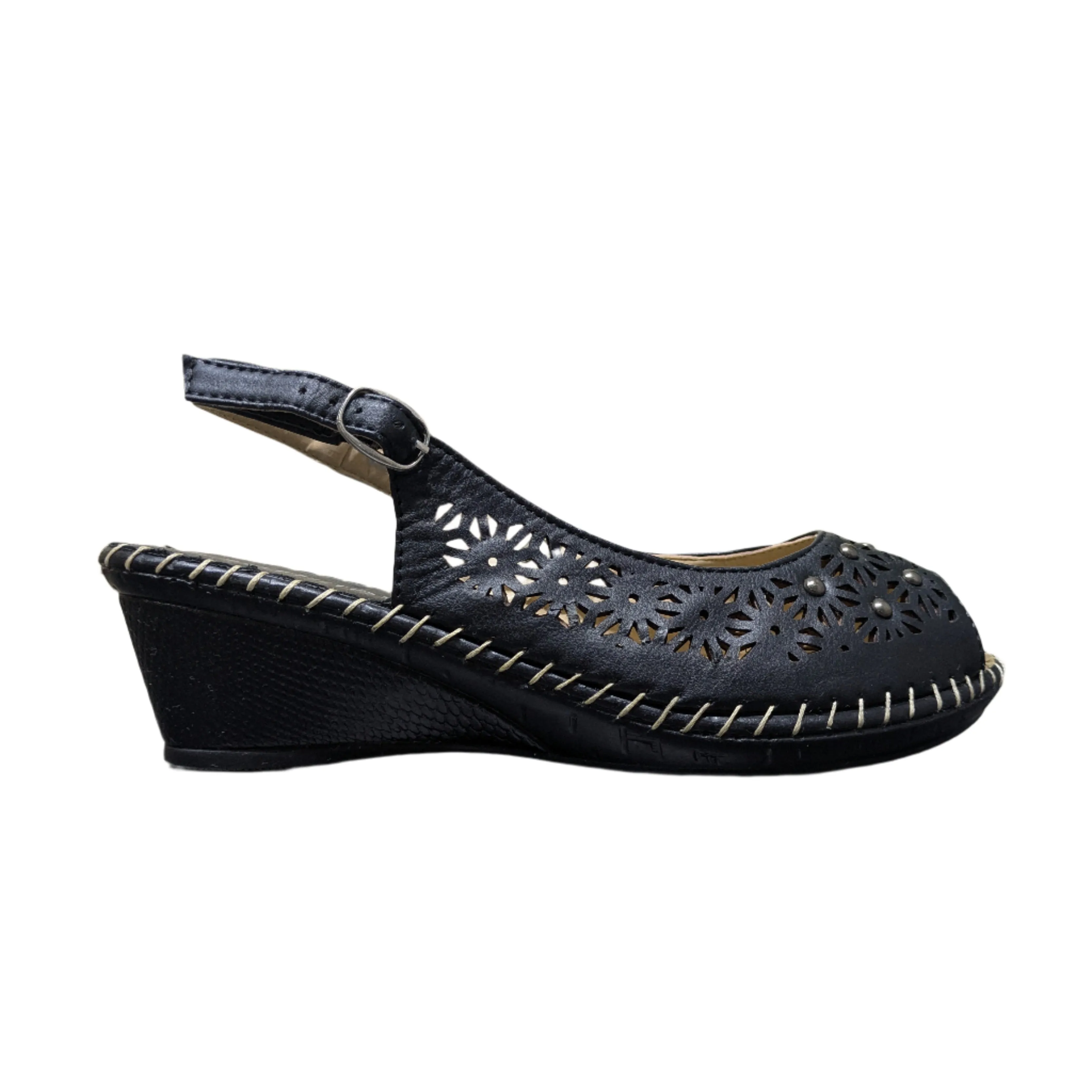 Softliters Black Leatherette Sandals (E357 - Black) Size UK 6 / EU 39 / US 8