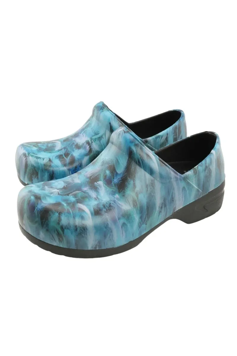 StepZ Women's Slip Resistant Nurse Clogs | Azure Feathers