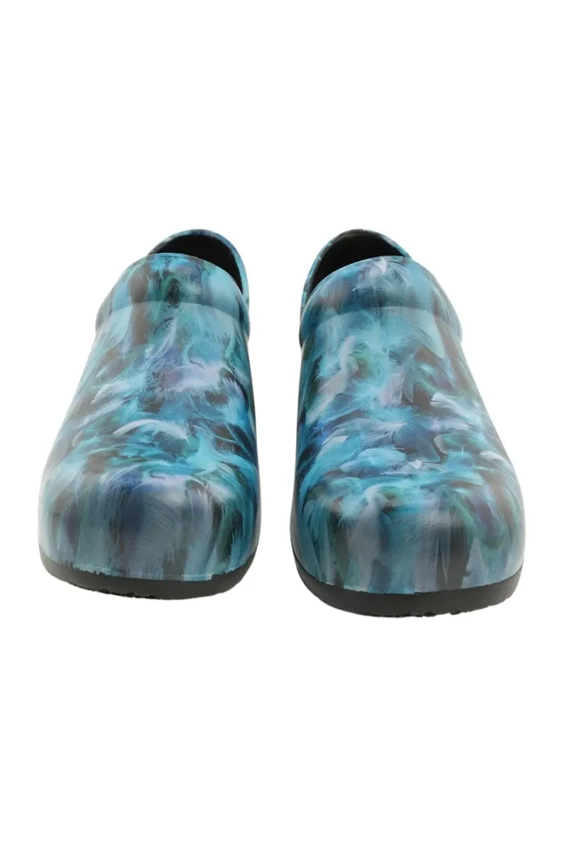 StepZ Women's Slip Resistant Nurse Clogs | Azure Feathers