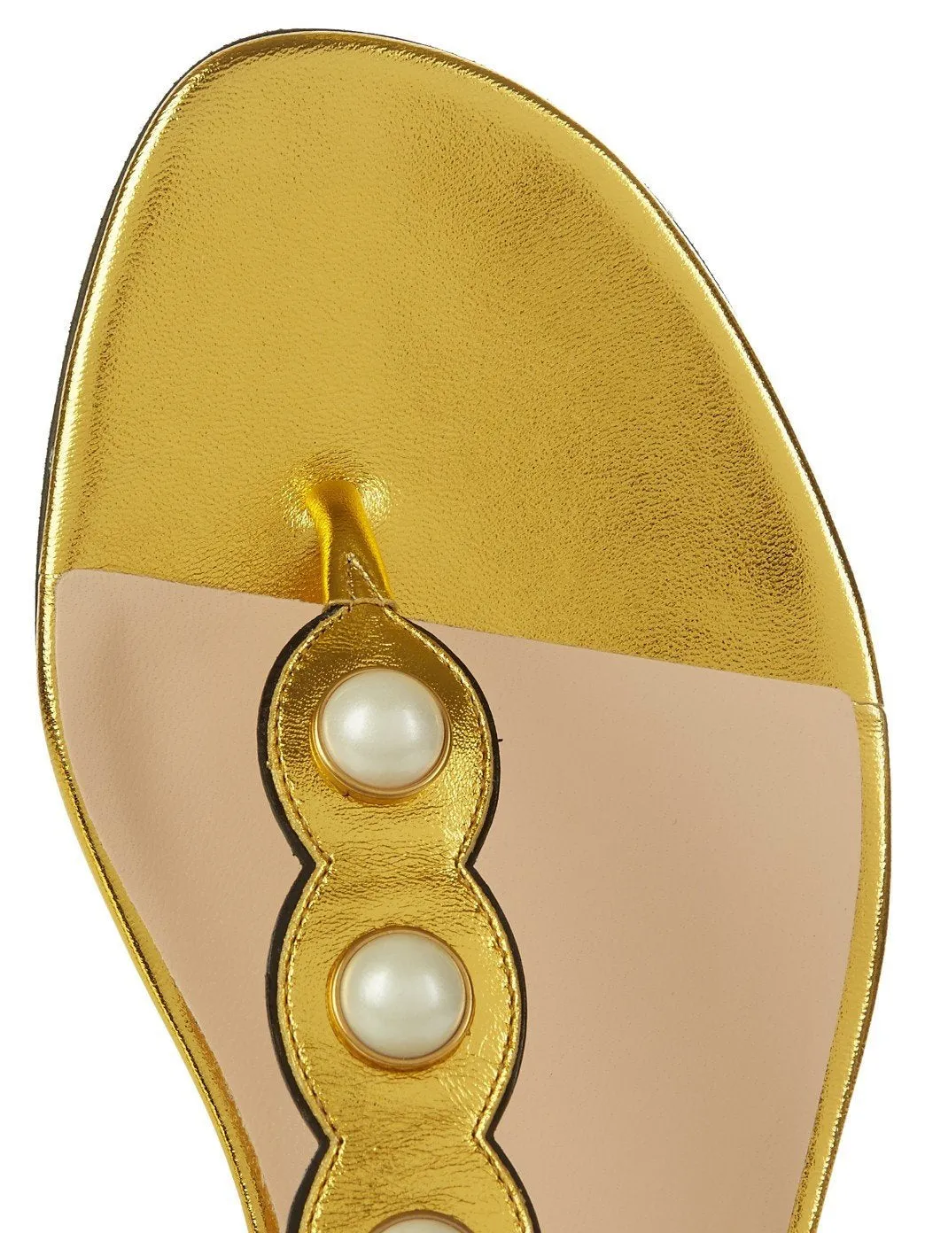 'Willow' Embellished Leather Sandals-Gold