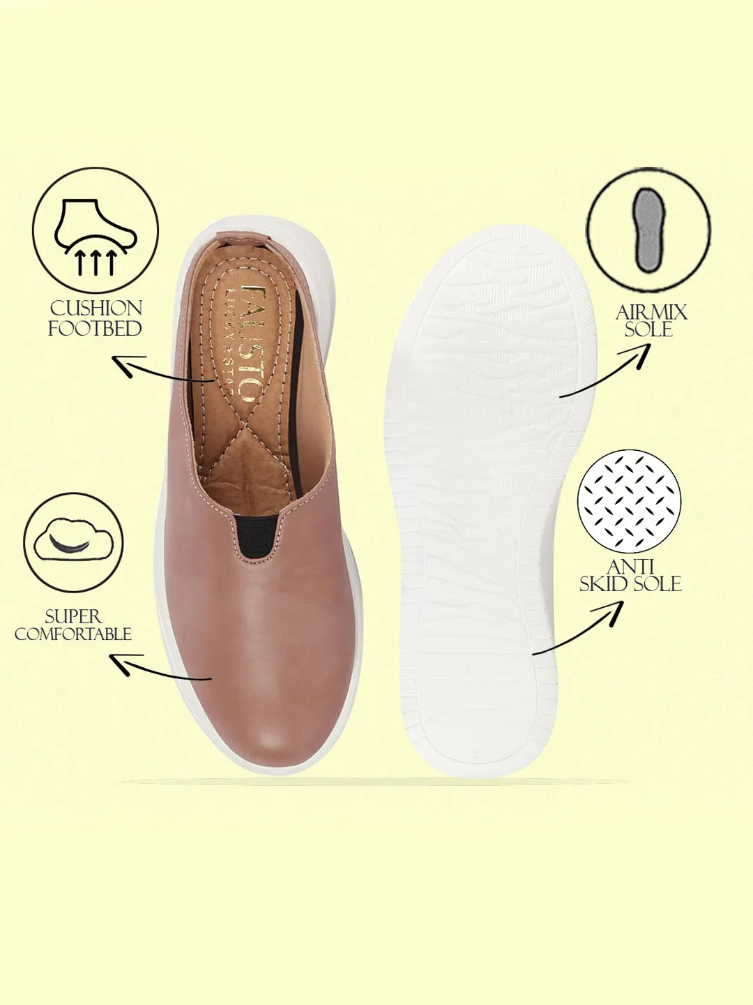 Women Peach Outdoor Fashion Comfort Open Back Platform Heel Slip On Casual Shoes