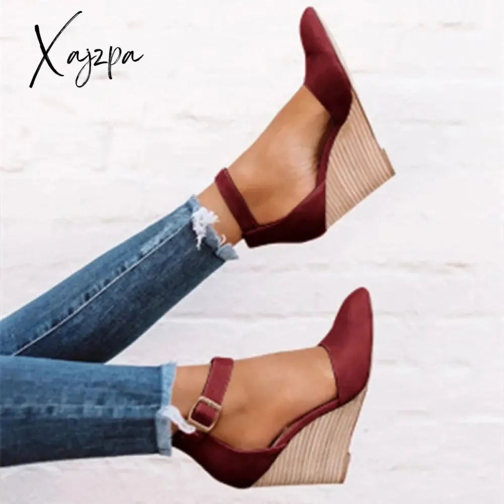 Xajzpa - Classic Ankle Strap Wedge Shoes