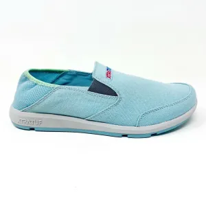 XtraTuf Yellowtail Sky Blue Slip Resistant Womens Canvas  Slip On Work Shoes